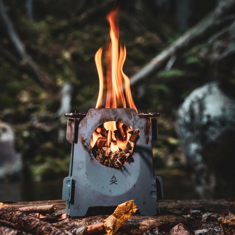 Ã¼berleben | Stöker Wood Burning Camping Stove – 18oz Flatpack Stainless Steel Wood Stove for Backpacking, Hiking & Outdoor Cooking – Portable, Folding Camping Essentials (Smokey Blue) - Image 4